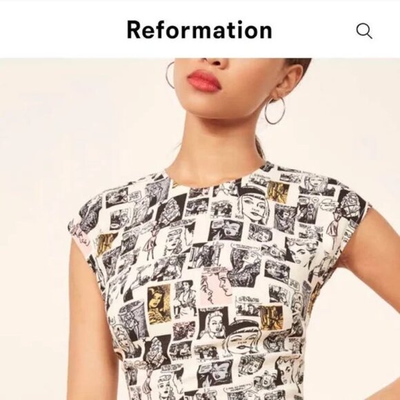 Reformation Lilah Dress cartoon-print crepe mini dress - Picture 2 of 6